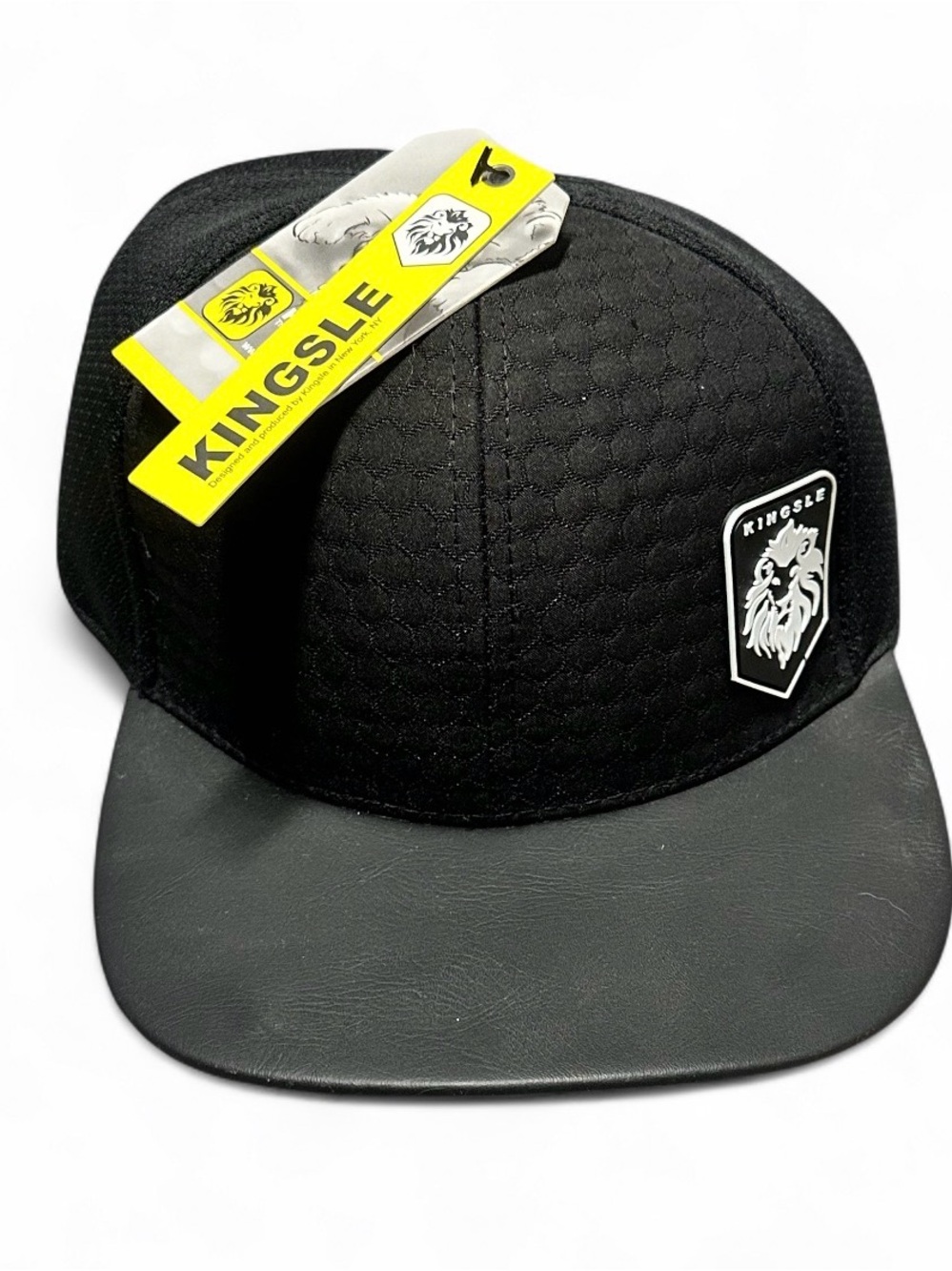 Kingsle Black Snapback Hat with Signature Lion Crest